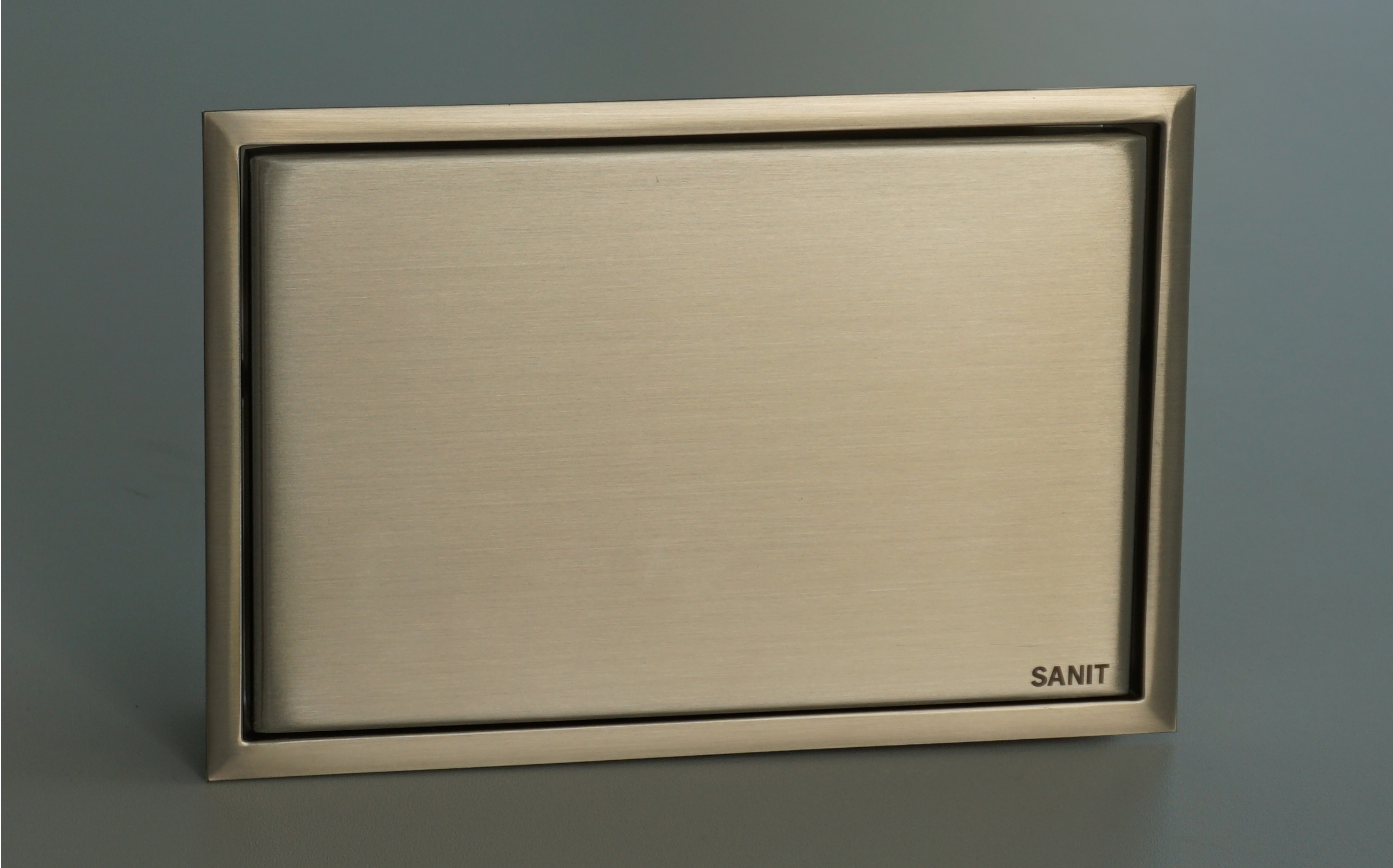Antimikrobielle Beschichtung SANPURE® auf Betätigungsplatte SWING Bild von antimikrobiell, antibakteriell beschichteter Betätigungsplatte SWING von SANIT